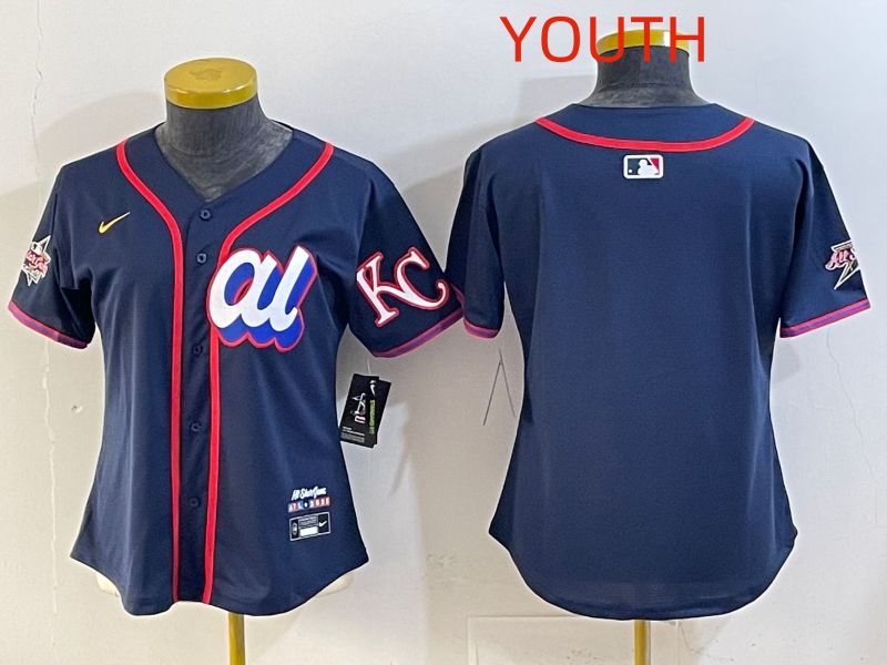 Youth 2025 Kansas City Royals Blank Drak Blue All star Nike MLB Jersey style 01->youth mlb jersey->Youth Jersey